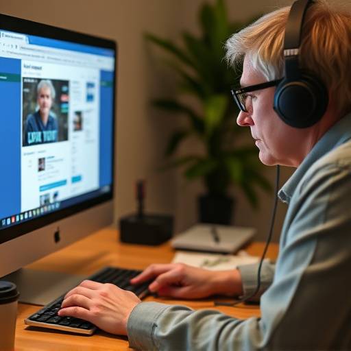 Illustration of a person using assistive technology to browse the web