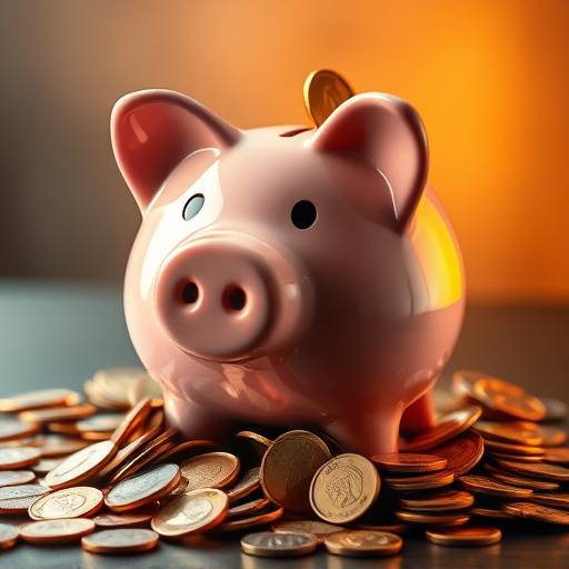 Image representing a piggy bank filled with coins